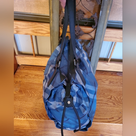 Burberry Blue & Black Plaid Nylon Tote Bag - Picture 7 of 16